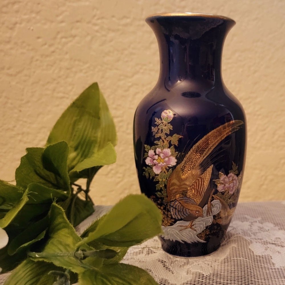 Japanese Colbalt Blue Vintage Vase